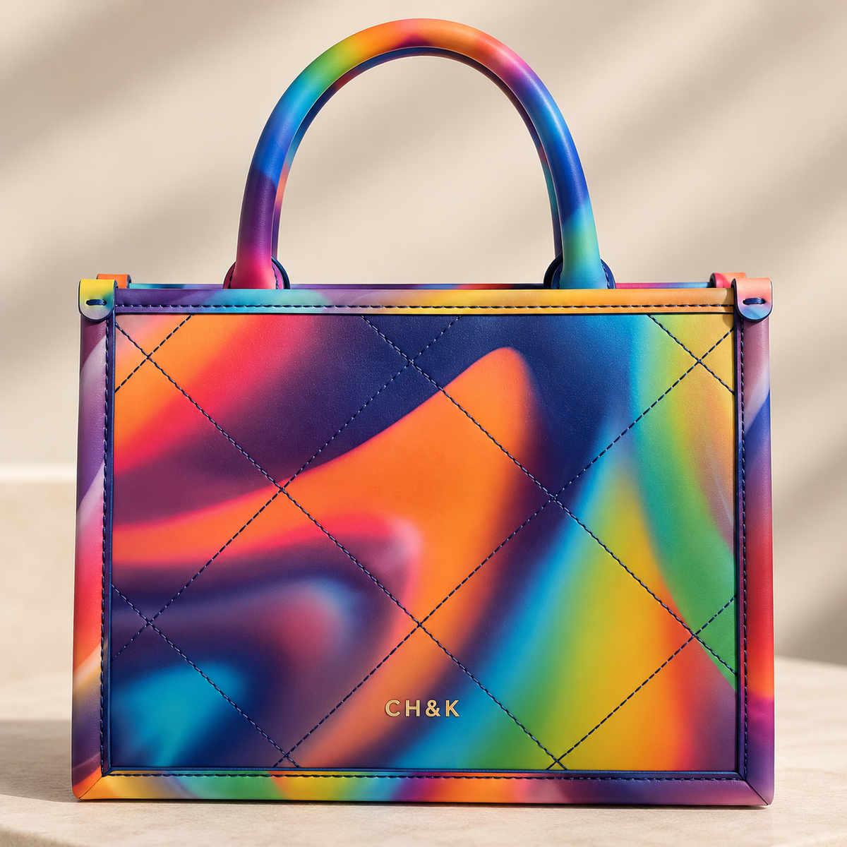 CH&K Rainbow Quilted Mini Tote Bag – Multicolor