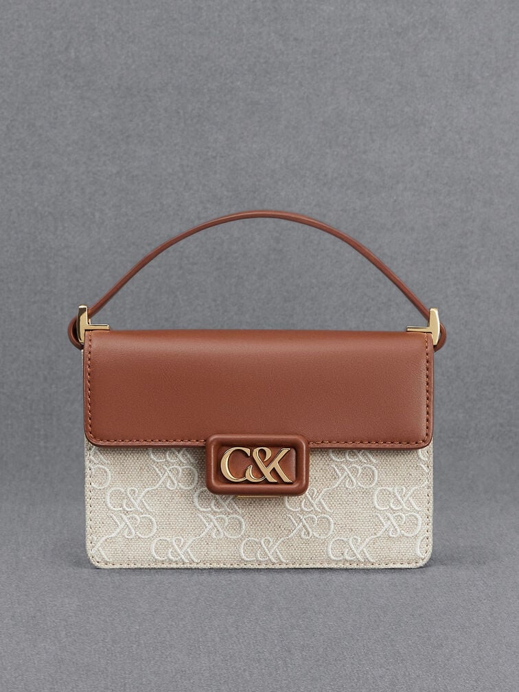 Leather, Canavas two-tone boxy bag