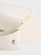 minimalist white leather crossbody bag