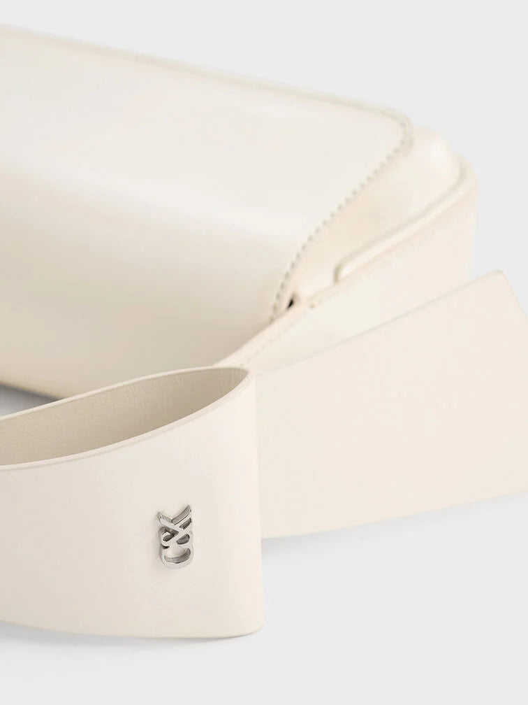 minimalist white leather crossbody bag