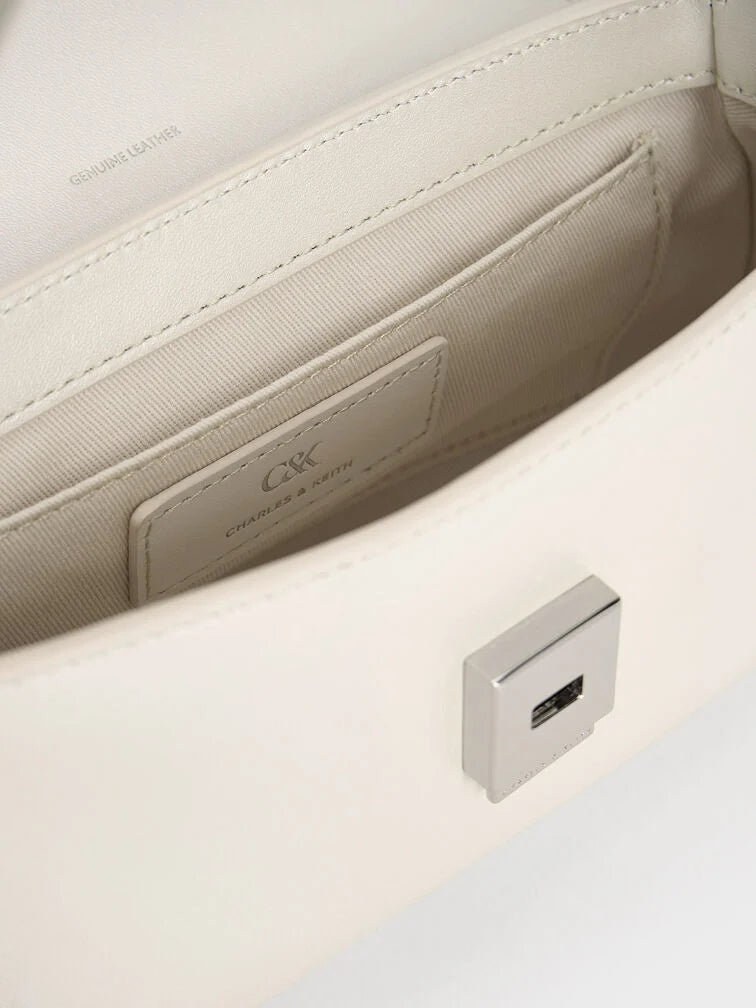 minimalist white leather crossbody bag