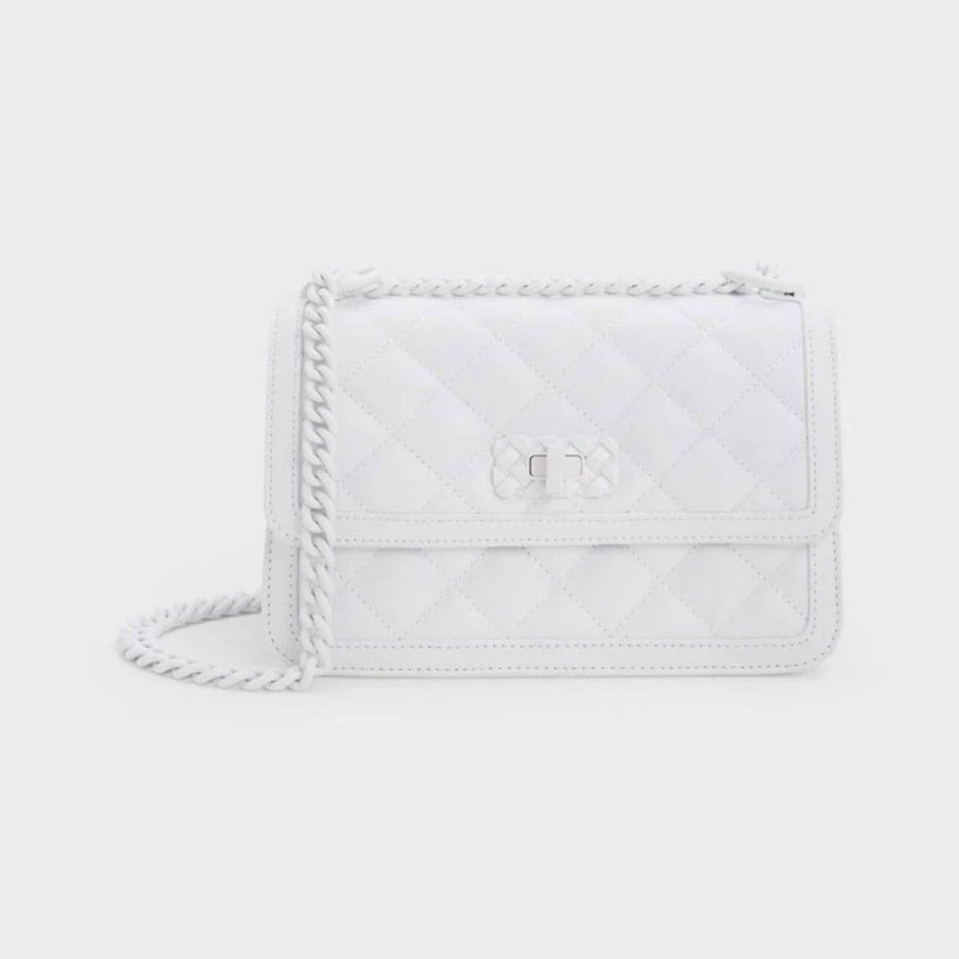 Micaela Quilted Chain Bag In White