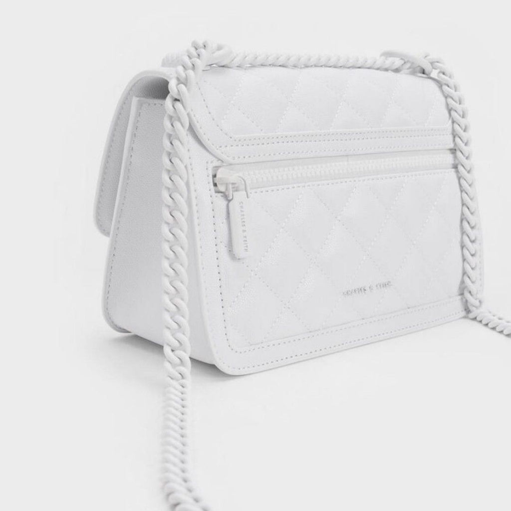 Micaela Quilted Chain Bag In White