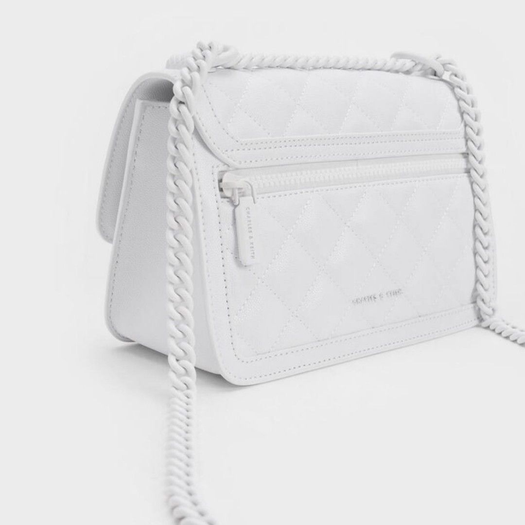 Micaela Quilted Chain Bag In White